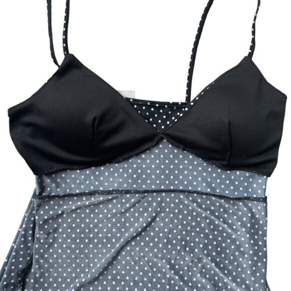 WET SEAL Black Polka Dot Spaghetti Strap Camisole with Built-In Bra - Size Large - Picture 4 of 6